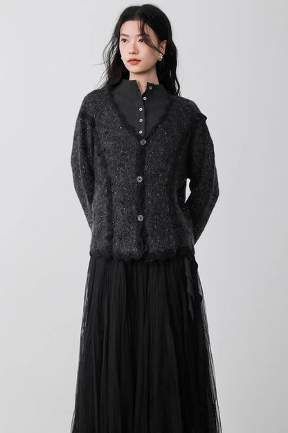 Cardigan mit Stern-Ausschnitt