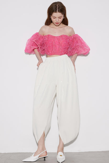 Pink Floral Crop Top