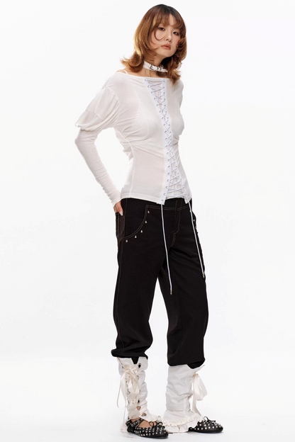 Romantic Lace Ribbon Leg Warmers