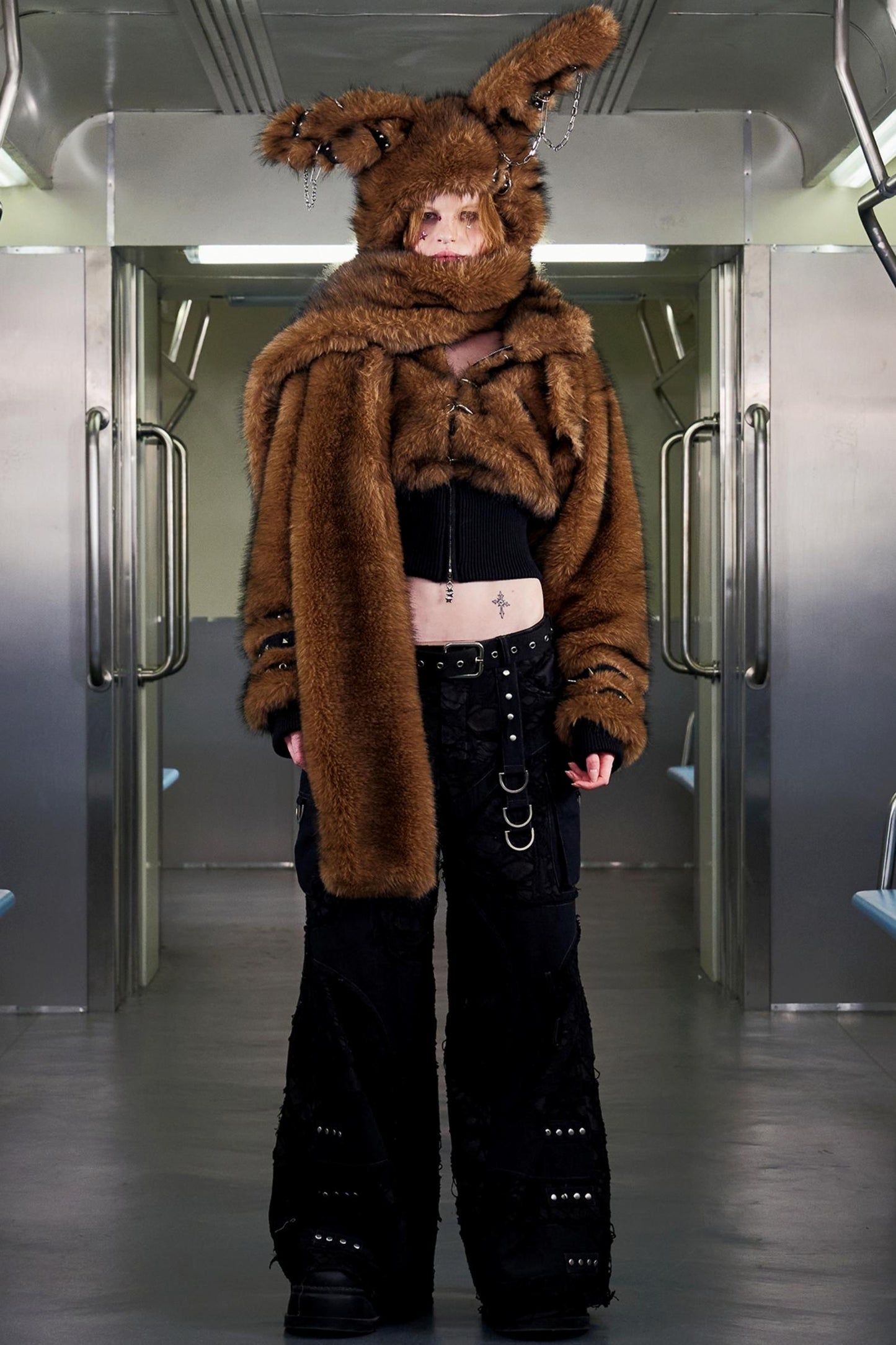 Long-Haired Patchwork Rabbit Hat