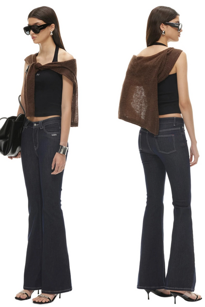 Washed Denim Flared Pants