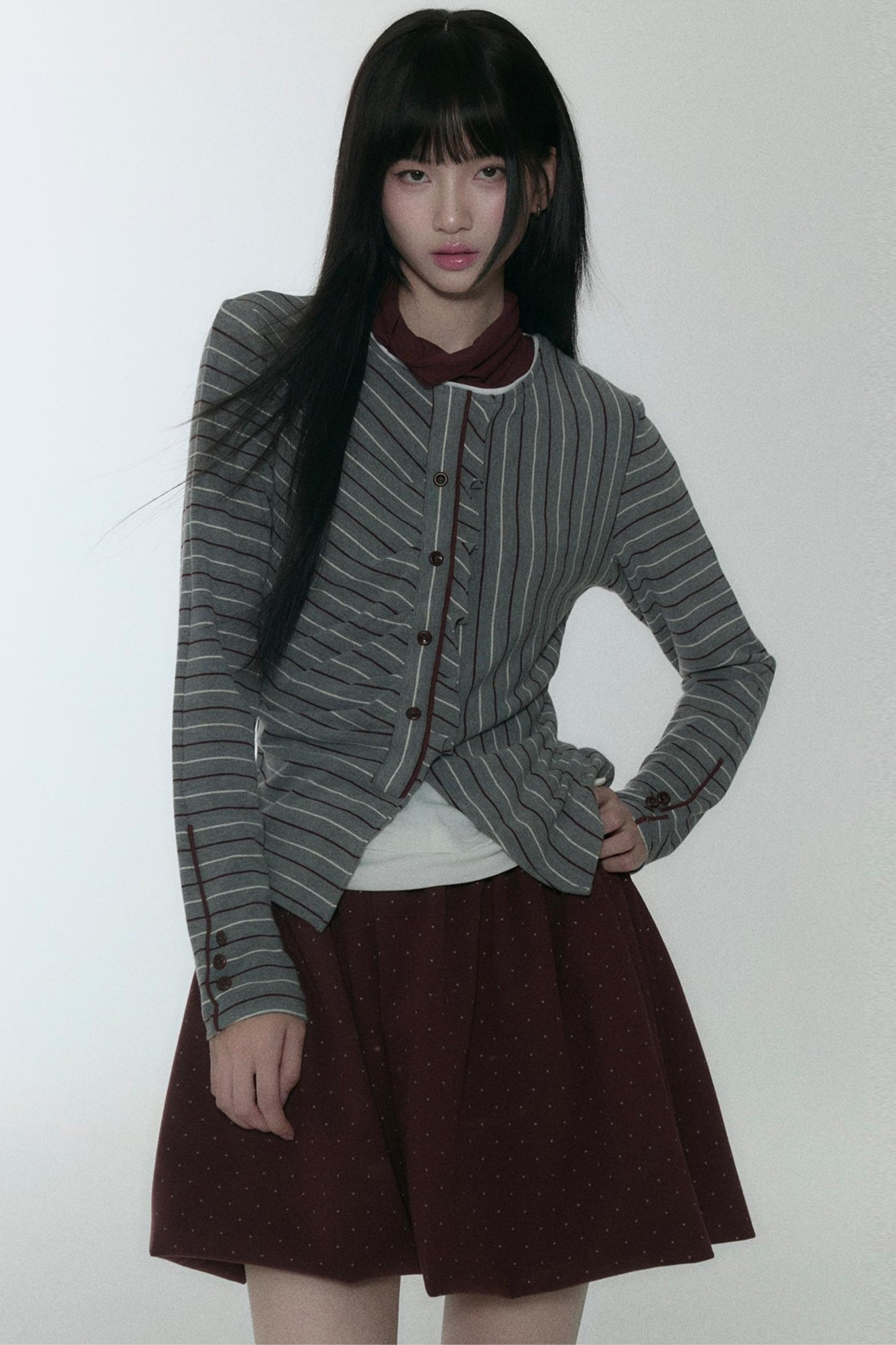 Pink Polka Dot Pleated Skirt