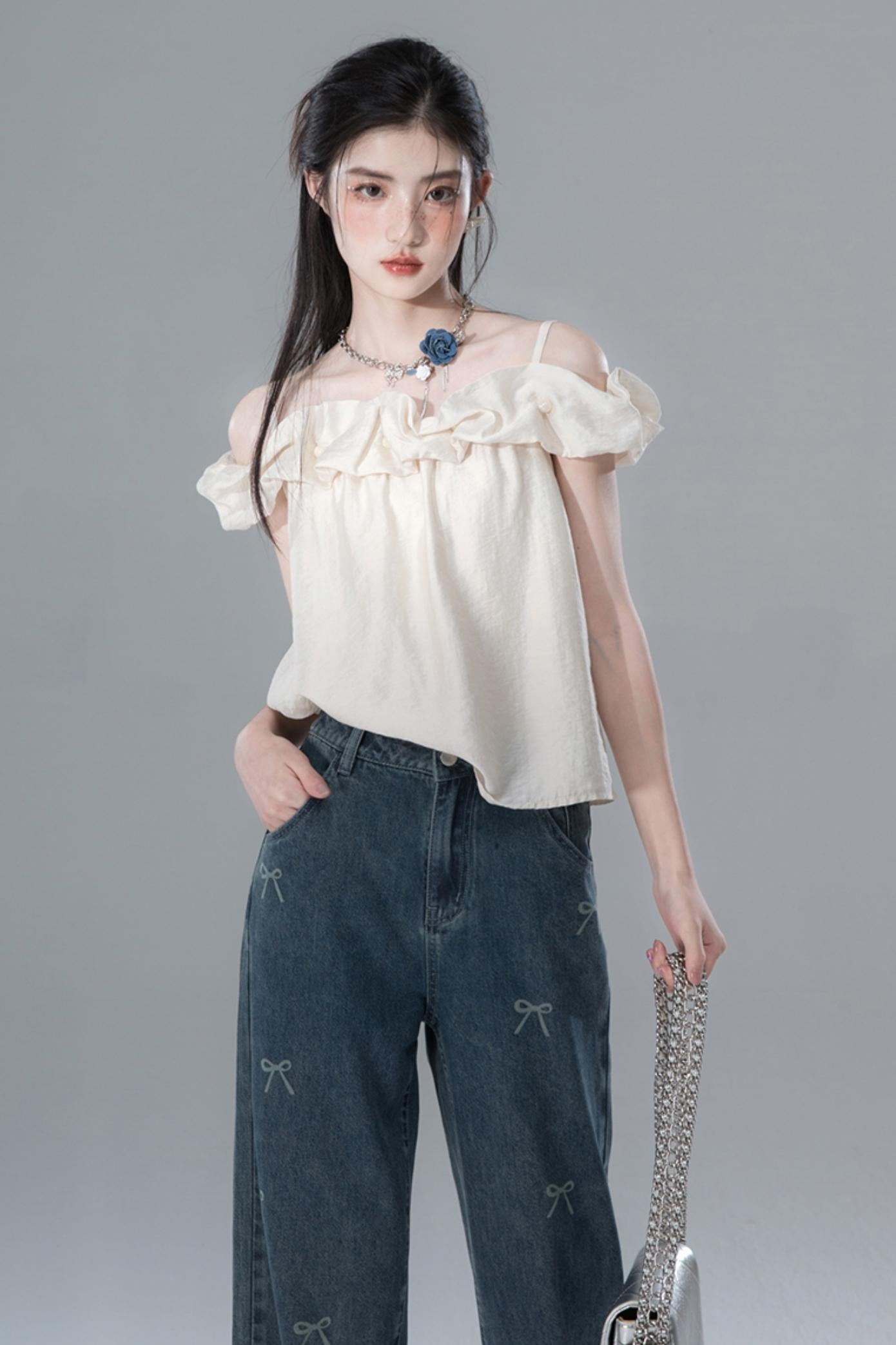 Sea Blue Bow Tie Jeans