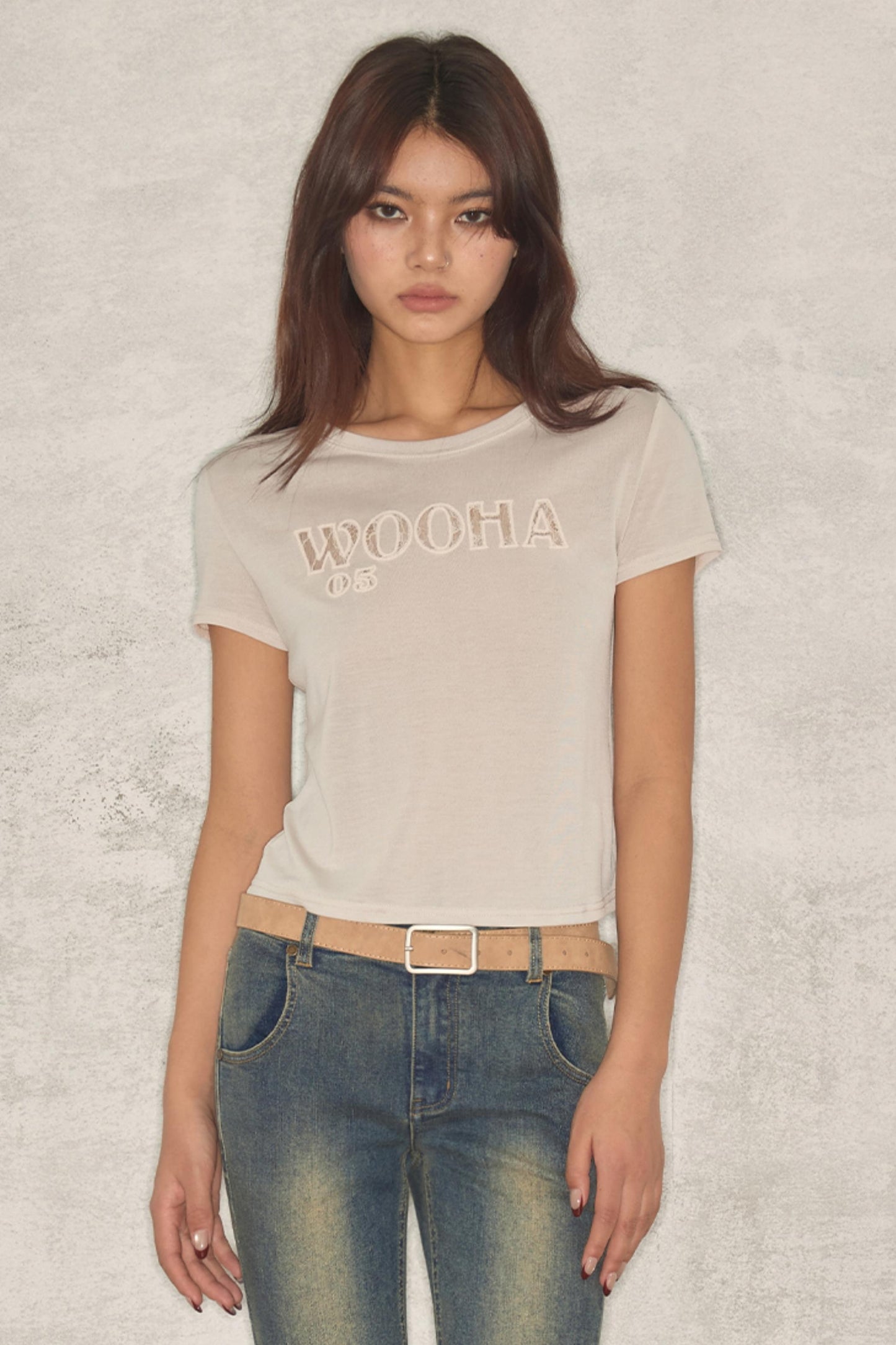 Summer Lace Embroidery Letter Tee