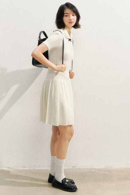Slim Knit Pleated Dress