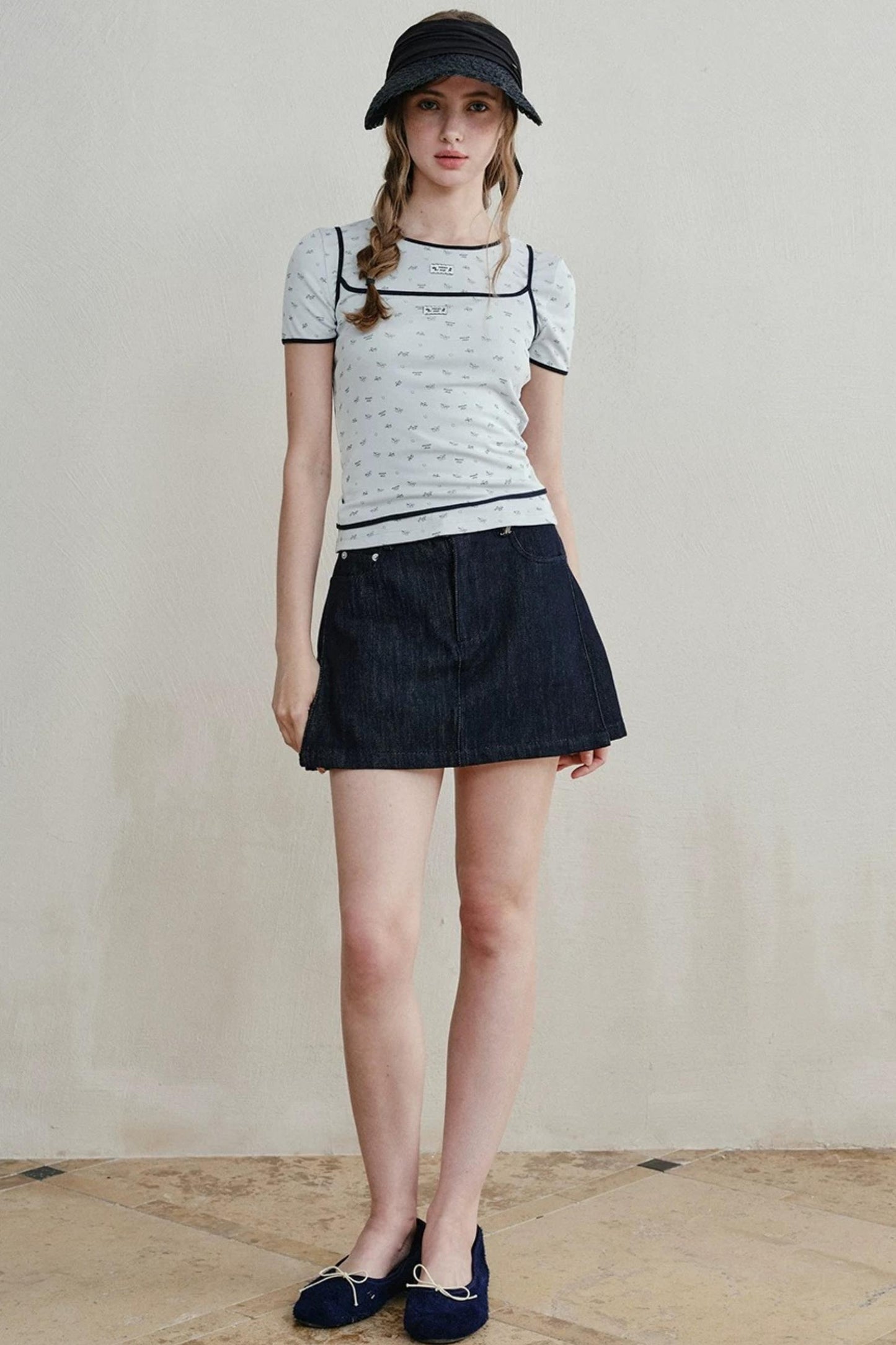 Lace-Trimmed Blueberry Two-Piece Set