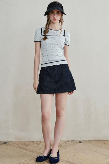 Lace-Trimmed Blueberry Two-Piece Set