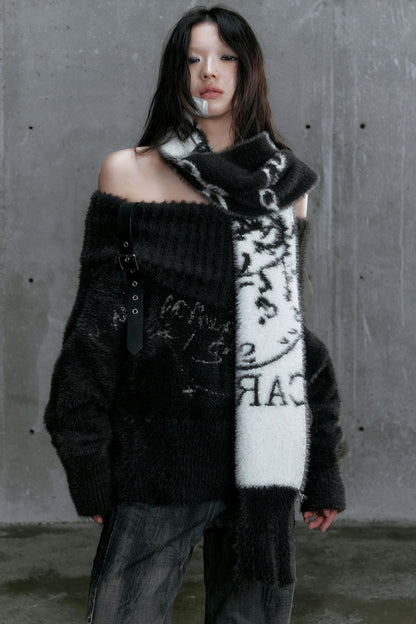 Chain Jacquard Tassel Mink Fur Scarf