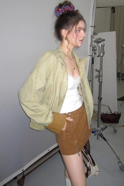 Caramel Brown Faux Suede Jacket Set-Up