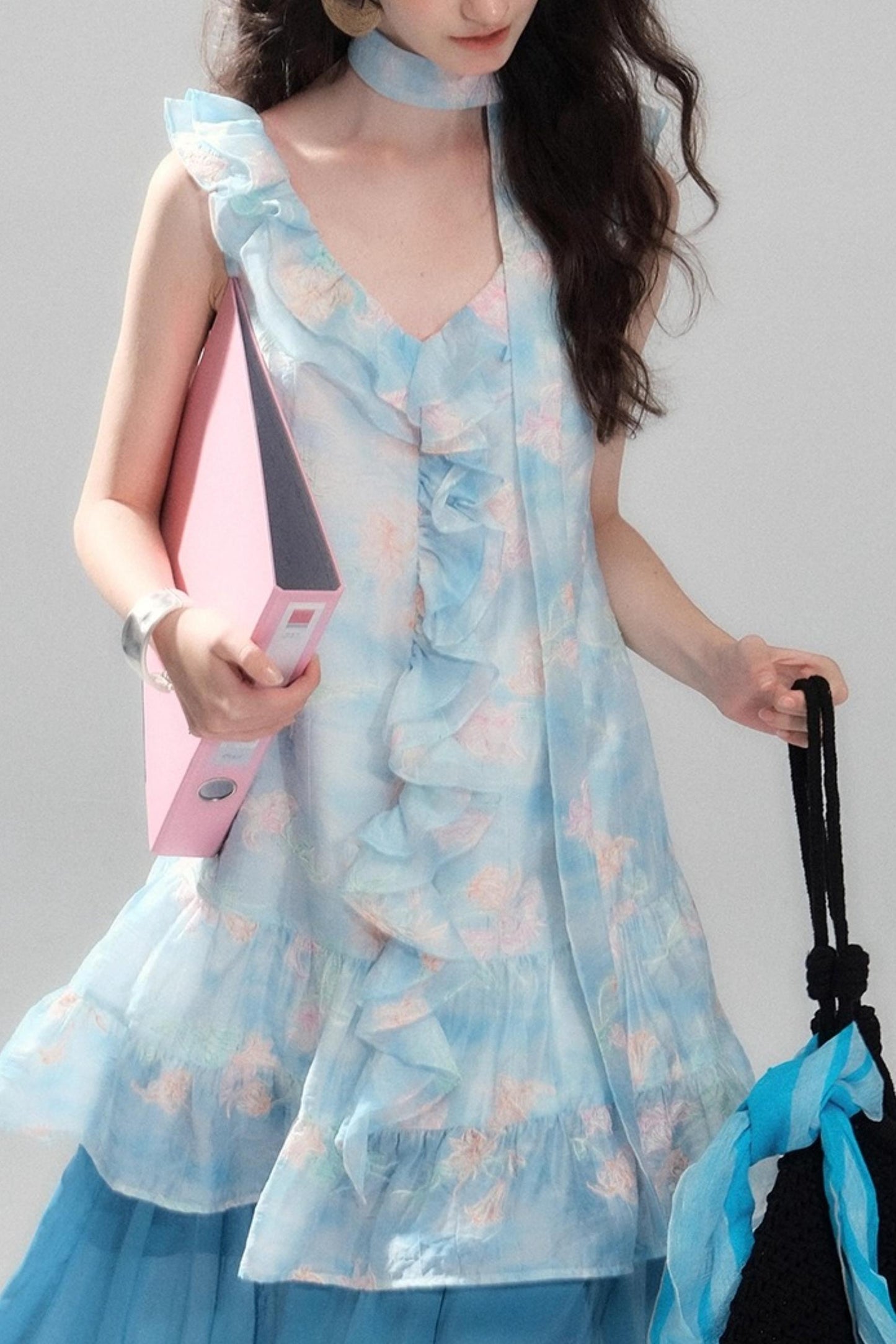 Sea Glass Tencel Ruffle Crop Dress Set-Up