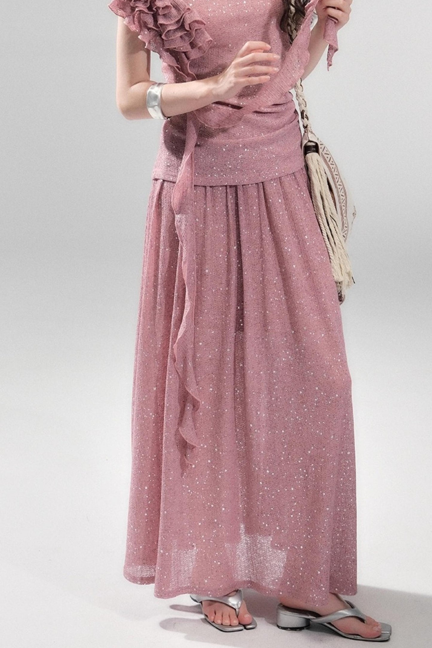 Stretch Knit Silver Top Set-Up