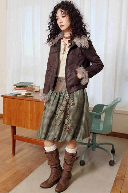 Flower Bud Flock Print Skirt