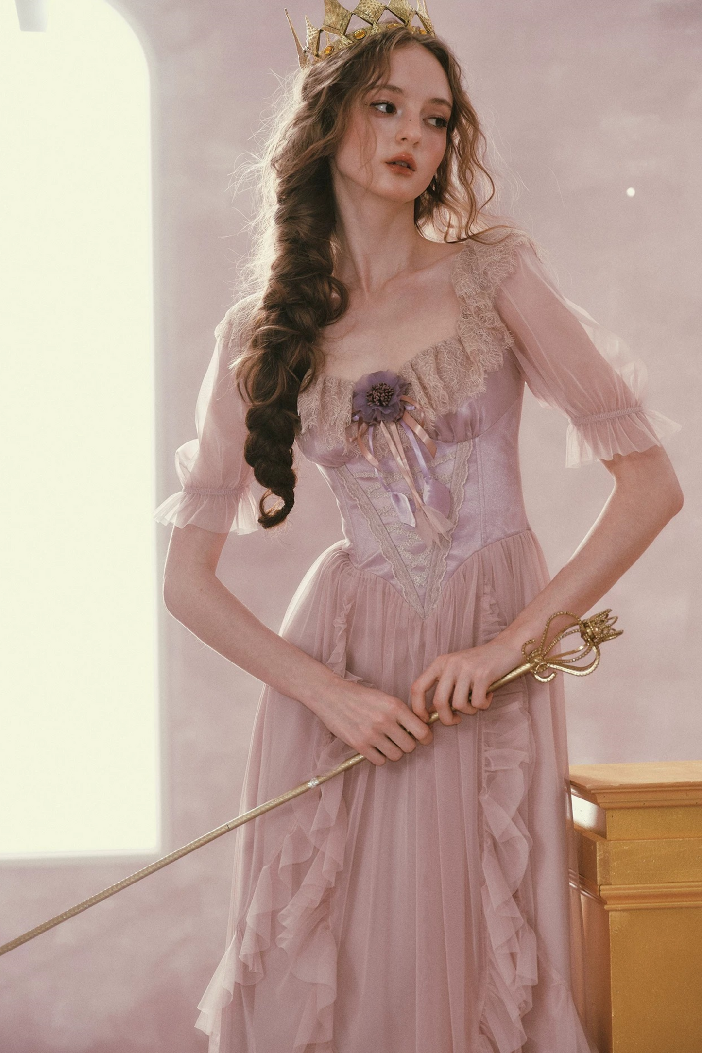 Purple Victorian Corset Mesh Dress