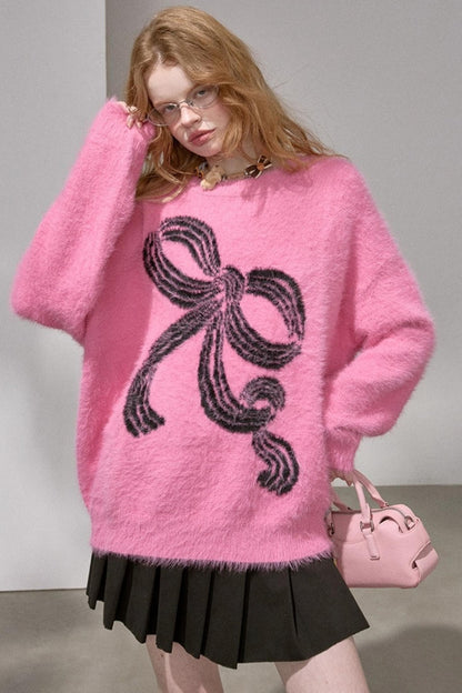 Striped Bow Knit Sweater