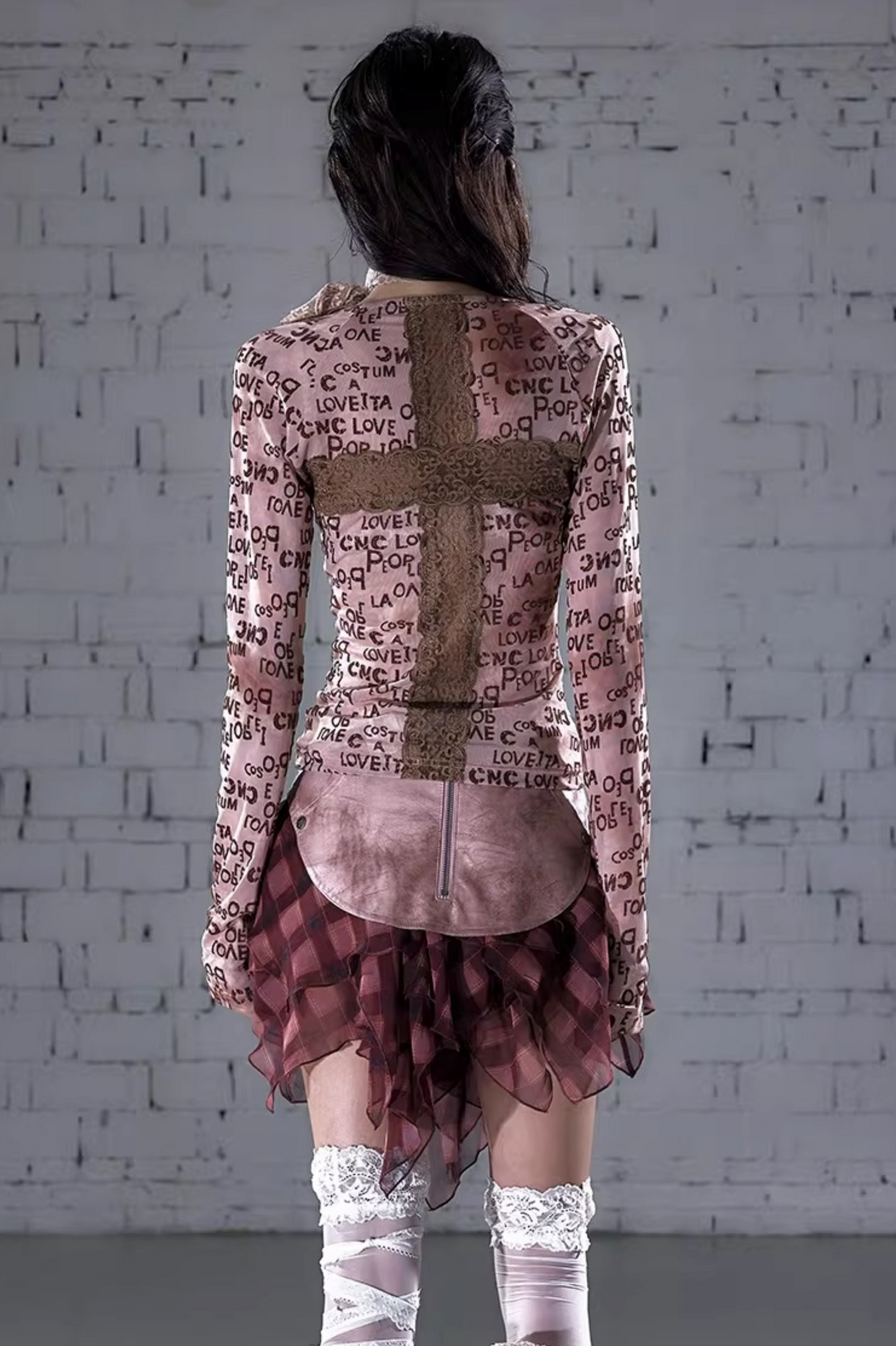 Vintage Samtbluse mit Spitze