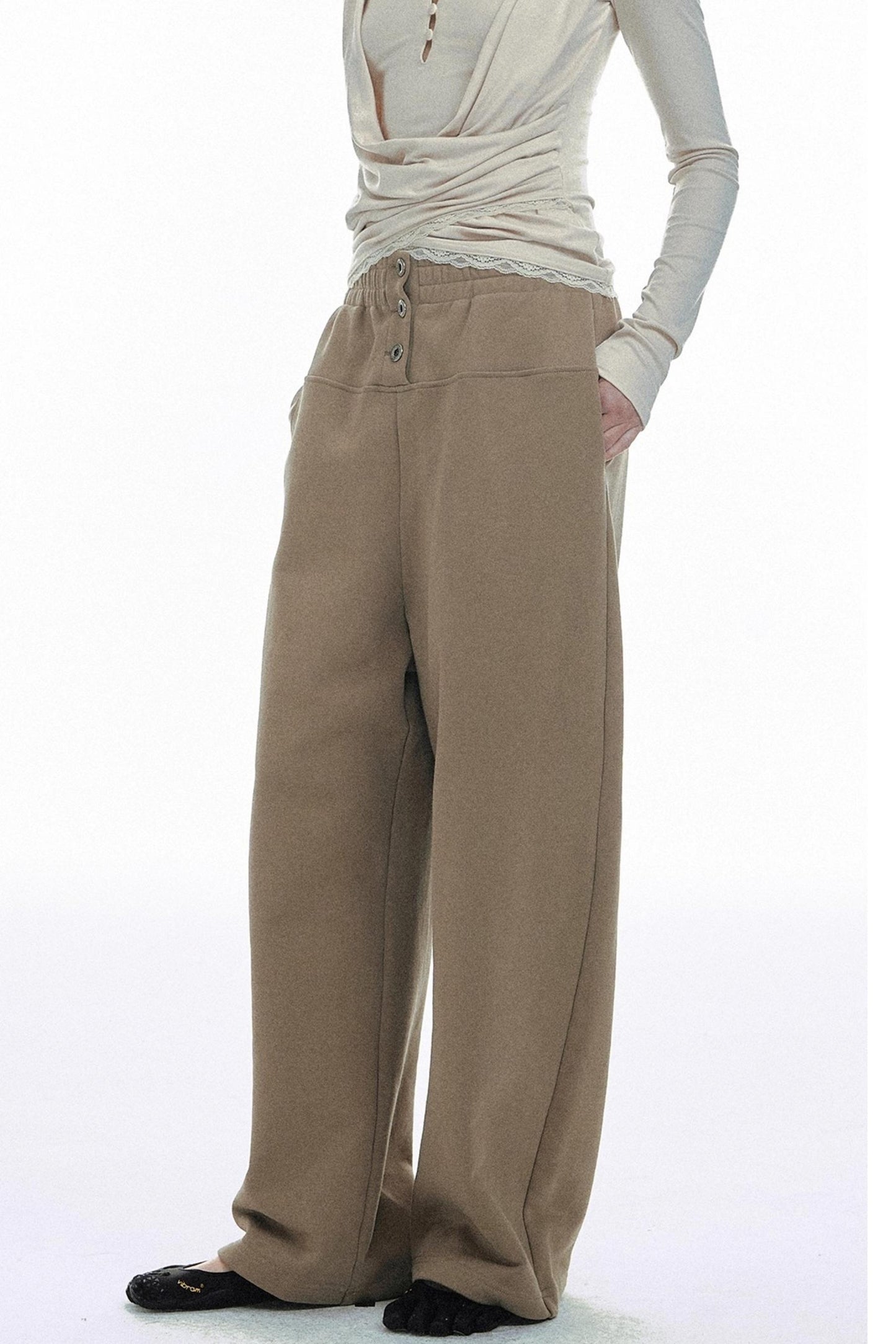 Solid Color Low-Rise Sweatpants