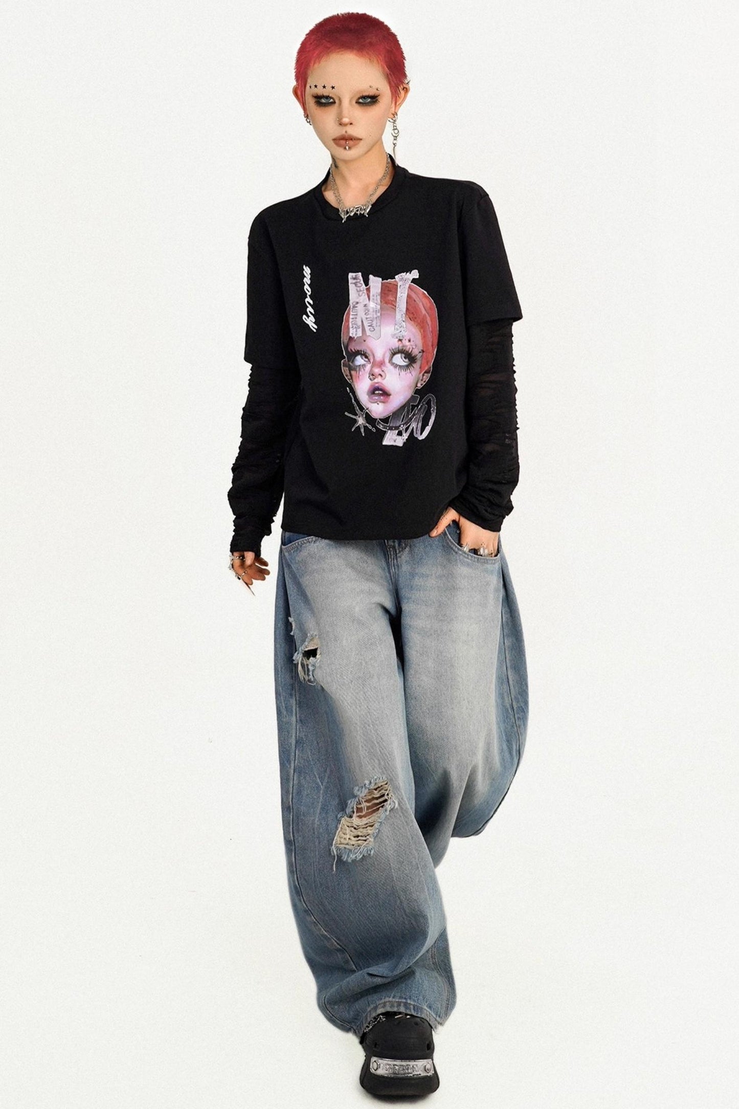 American Hot Girl Cartoon Portrait Sweatshirt