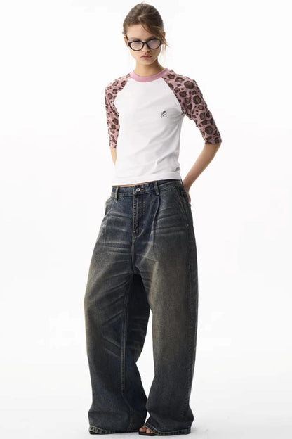 Raglan Leopard Print Top
