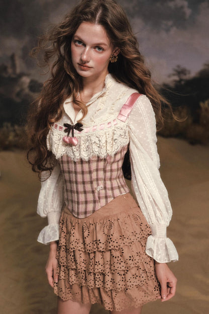 Sweet Plaid Corset Top Set-Up