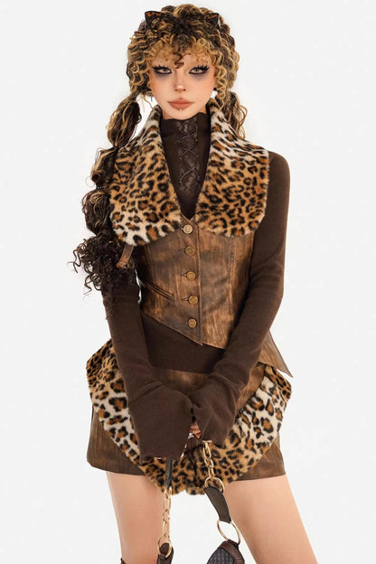 Distressed Vintage Leather Skirt