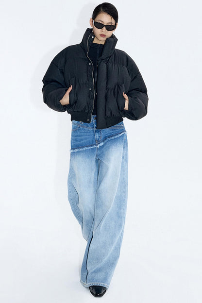 Washed Blue Gradient Wide-Leg Pants