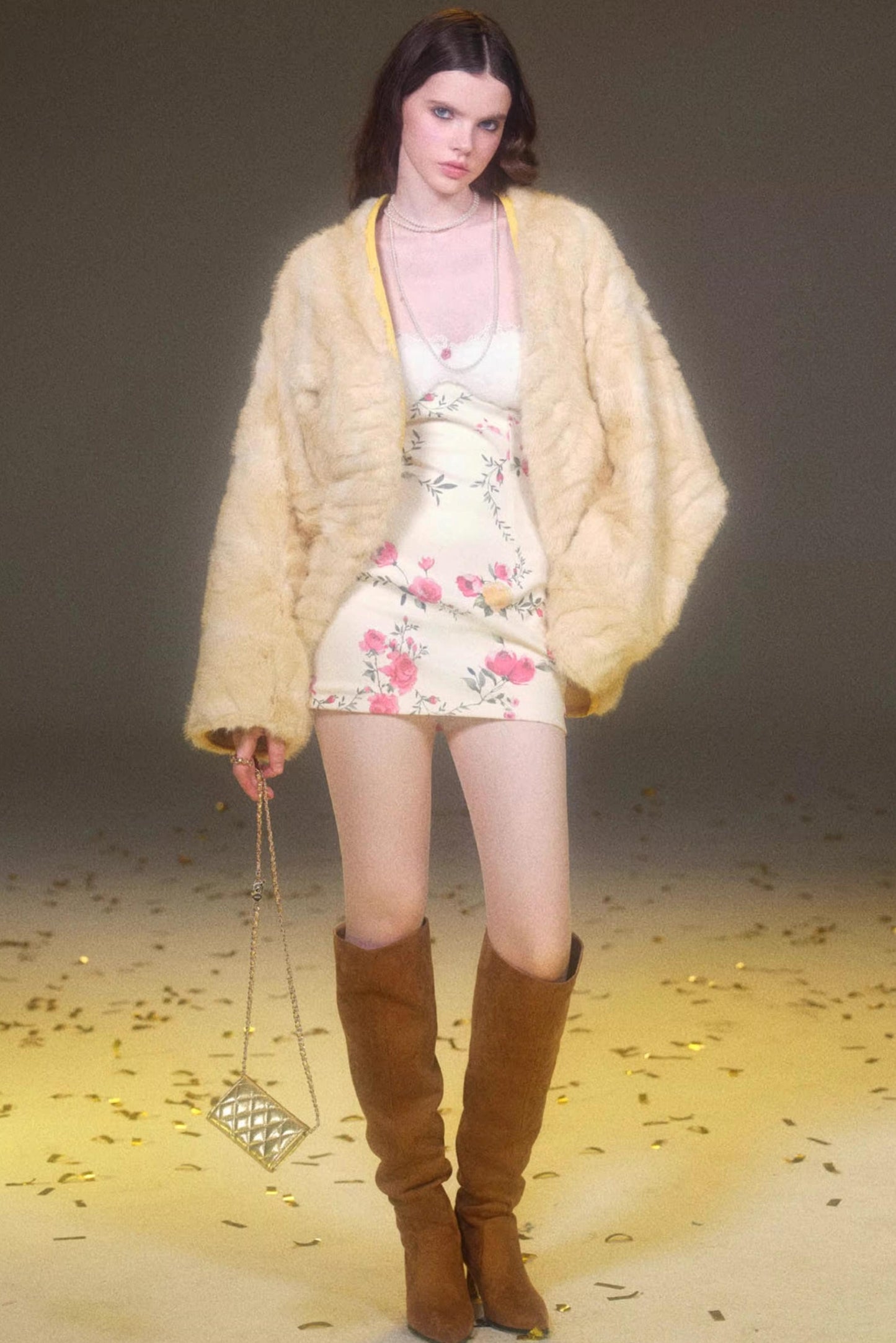 프린트 울 튜브 원피스 세트