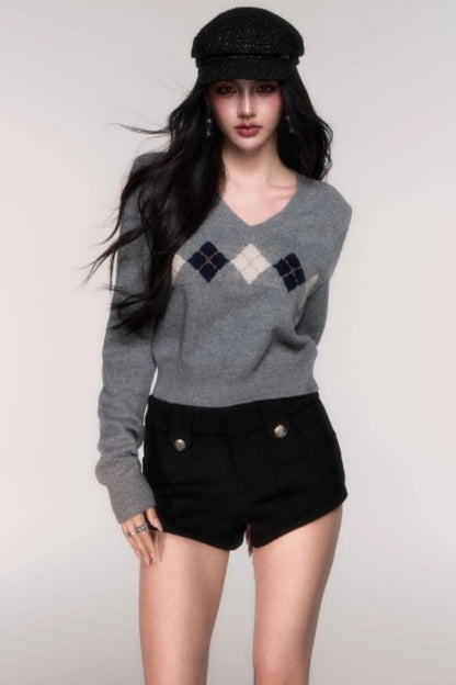 V-Neck Long Sleeve Pullover Sweater