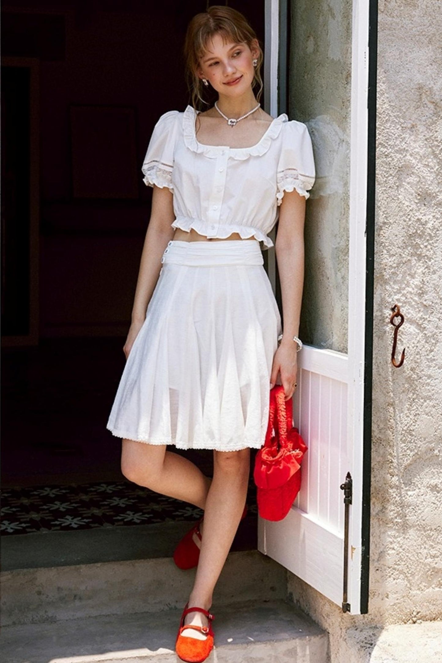 White Lace A-Line Skirt