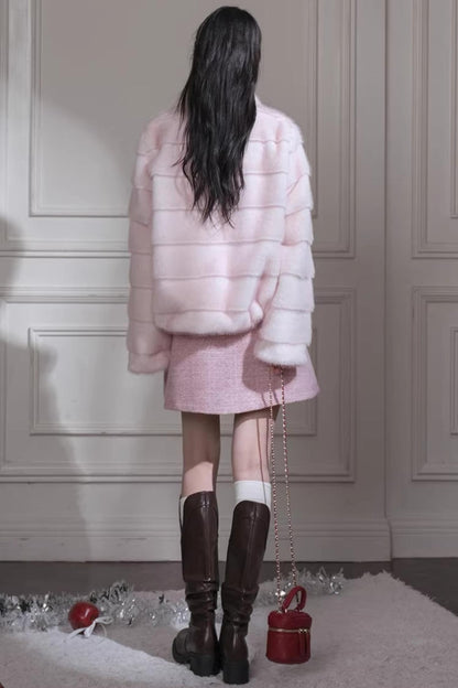 Peach Mousse Fox Fur Jacket
