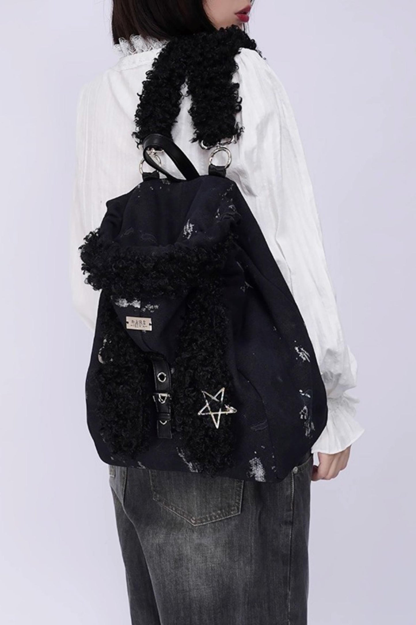 Cute Furry Rabbit Ears Backpack