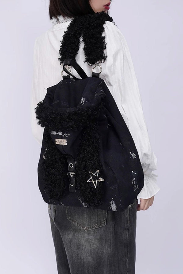 Cute Furry Rabbit Ears Backpack