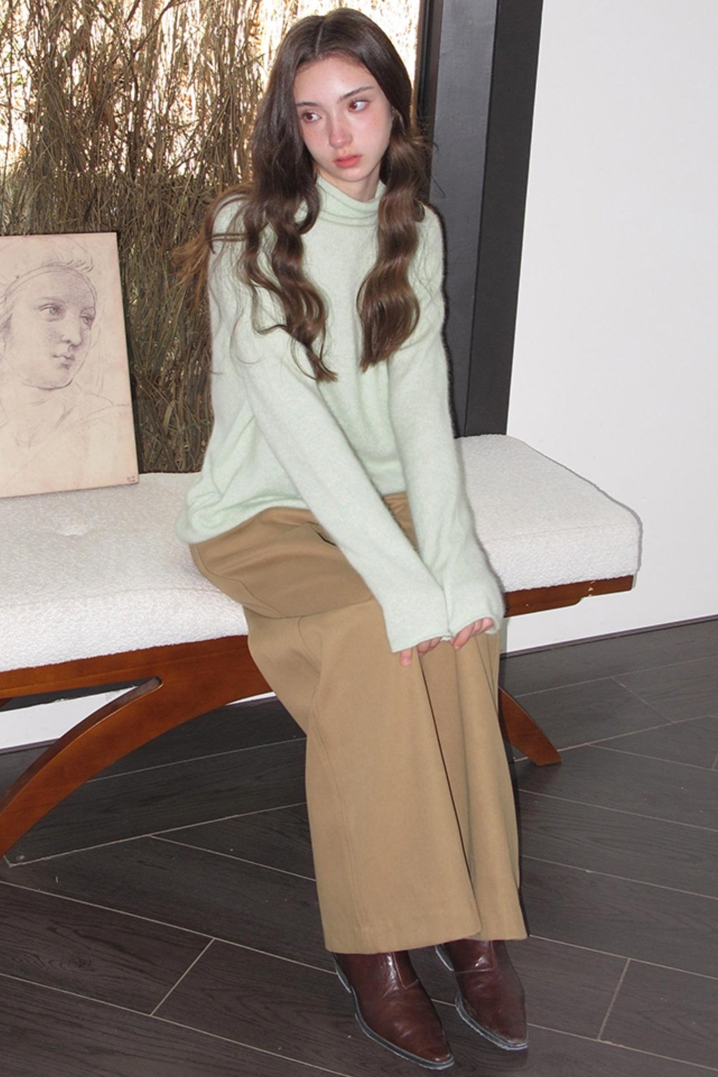 Sandstone Silhouette Velvet Denim Pants