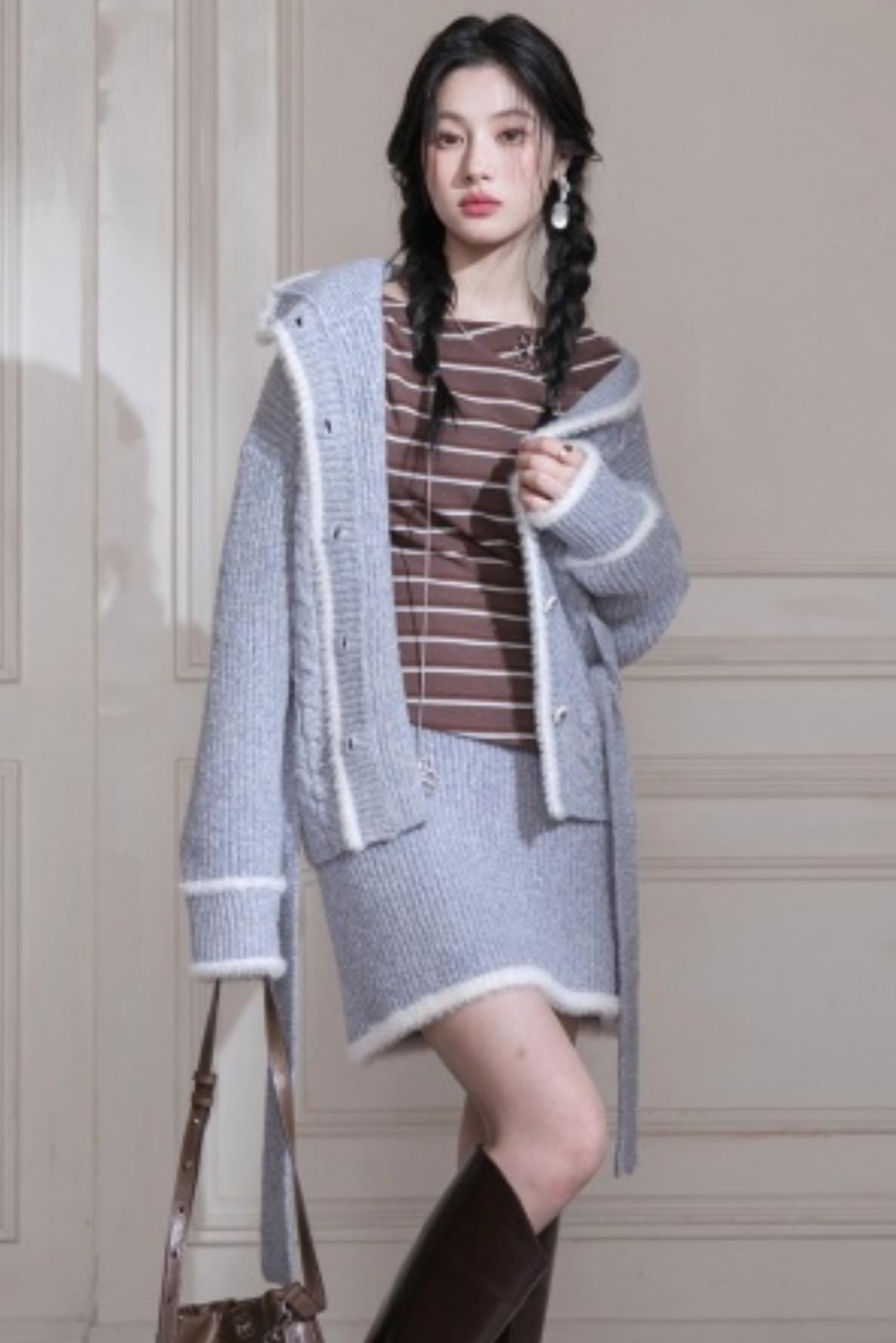 Blue Island Floral Wool Suit Set-up