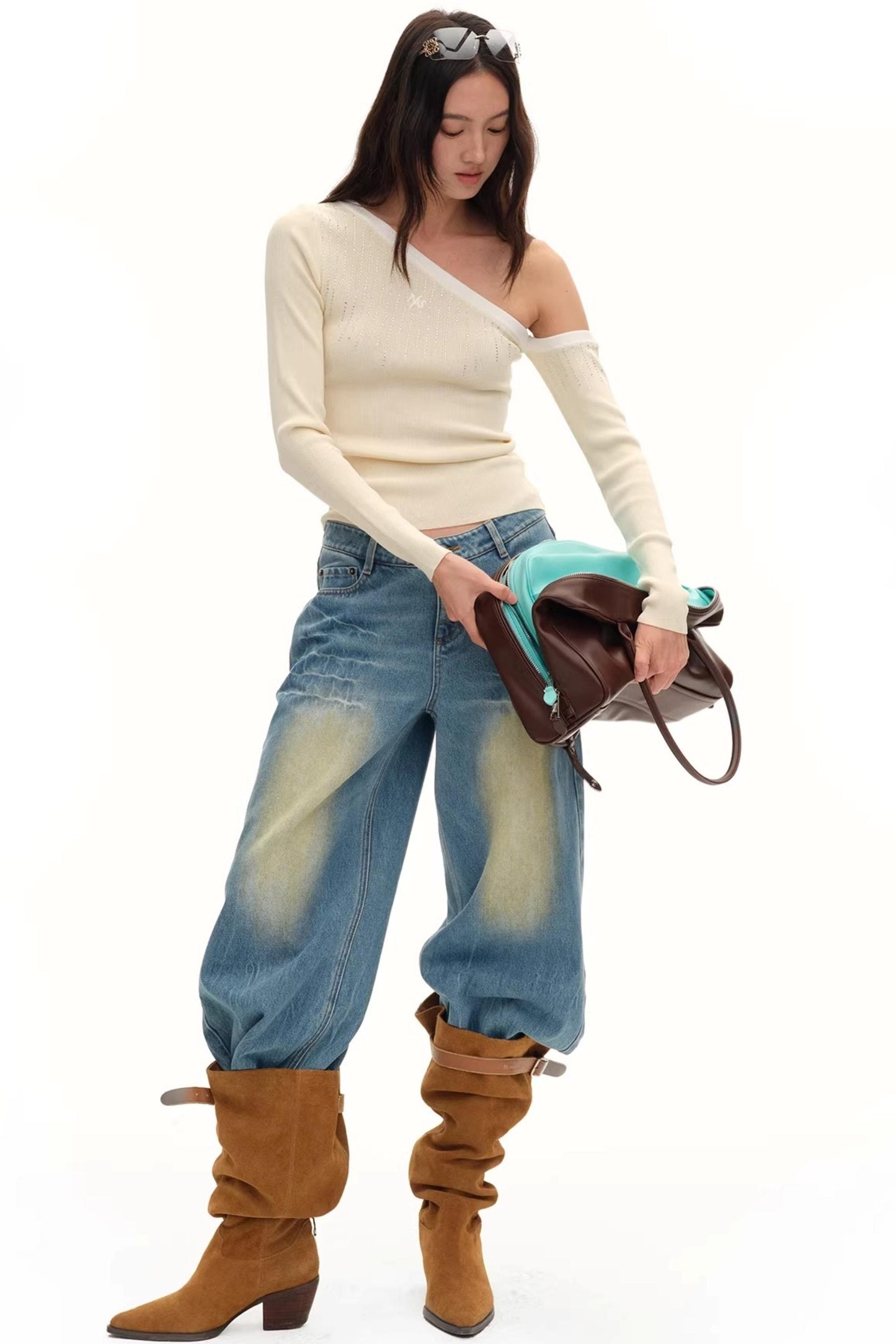 Vintage-Jeans mit weitem Bein