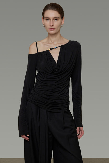 Irregular Slanted Shoulder Top