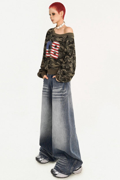 American Retro Camouflage Sweatshirt