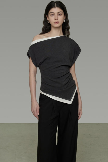 Irregular Hem Strapless Knit Top