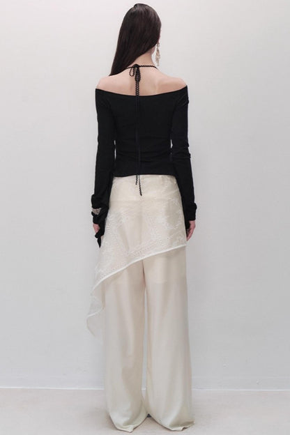 Dreams Weaving Thin One-Shoulder V-Neck T-Shirt