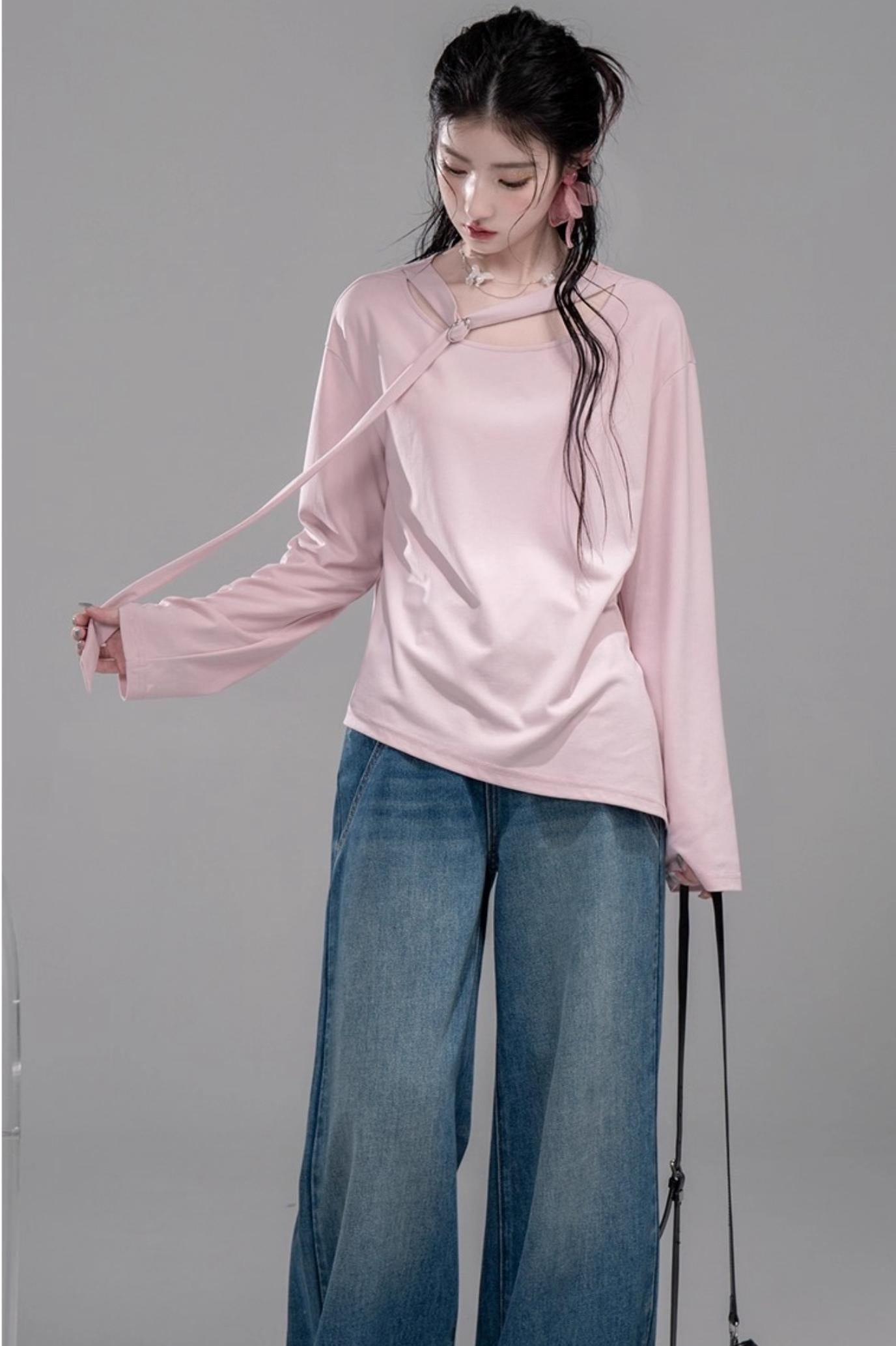 Deep Lake Blue Washed Wide-Leg Jeans