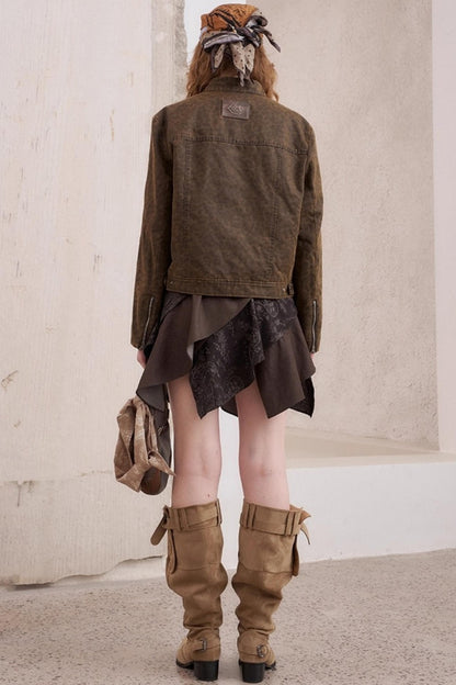 Washed Short Shoulder Jacket