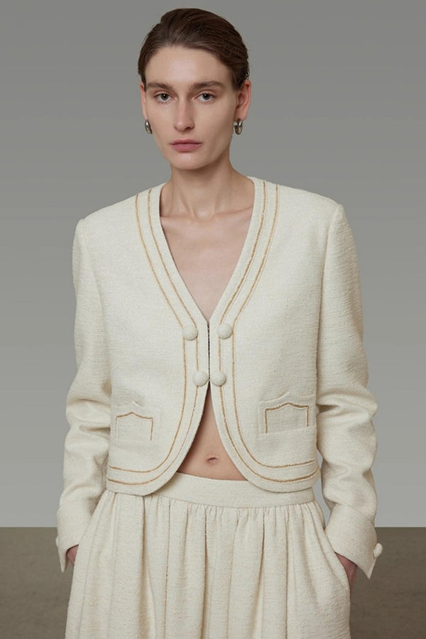 Vintage V-Neck Short Suit Set-Up