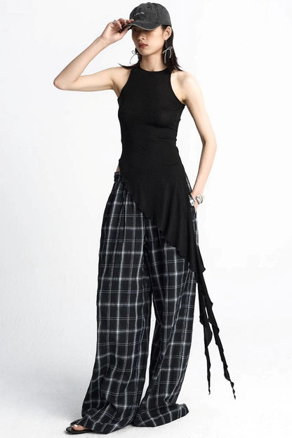 Black Ruffle Streamer Vest