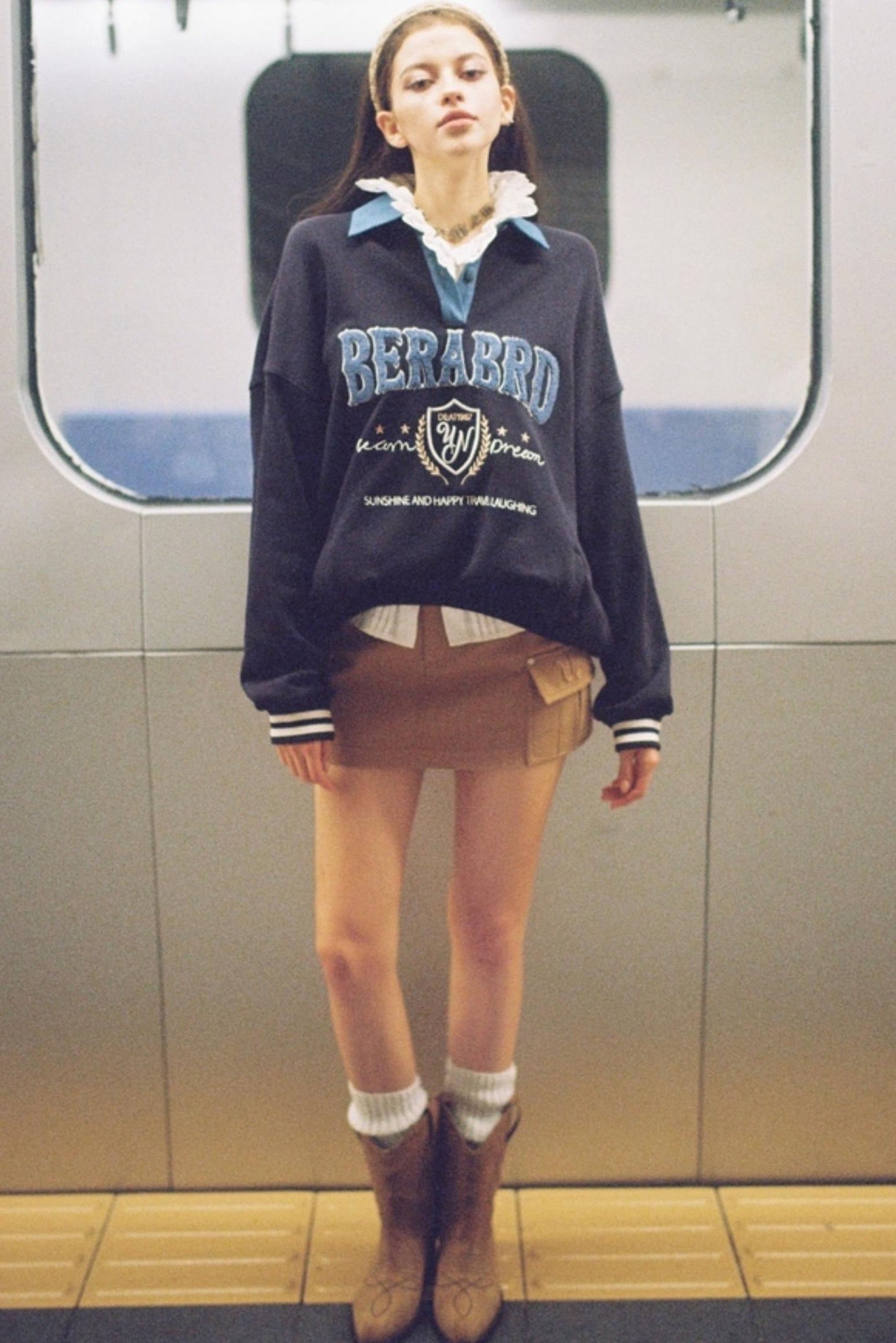 Khaki Letter Mini Skirt