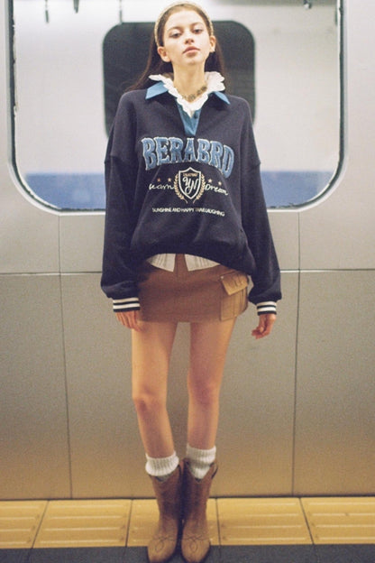 Khaki Letter Mini Skirt