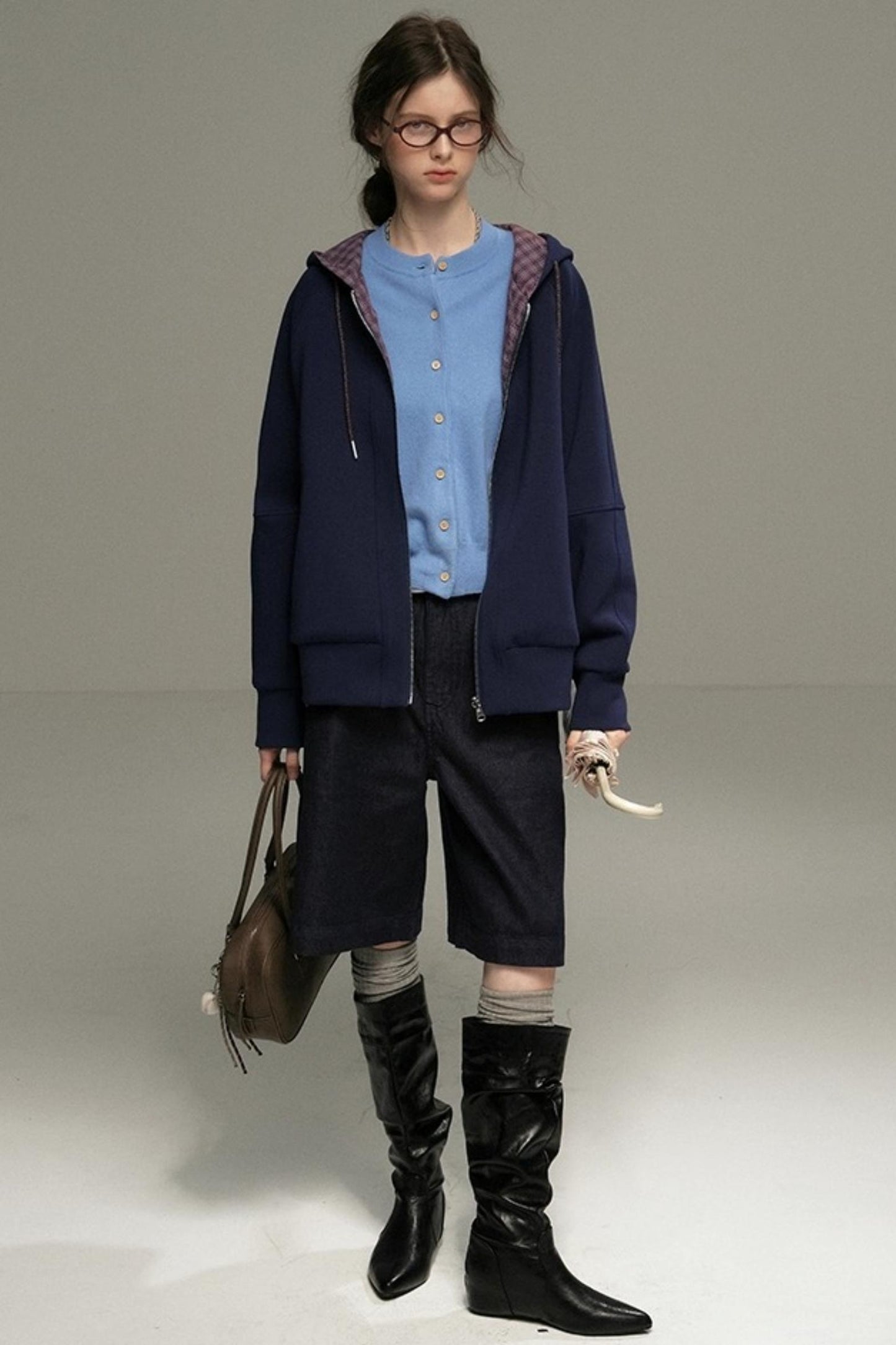 Layer Plaid Hooded Jacket