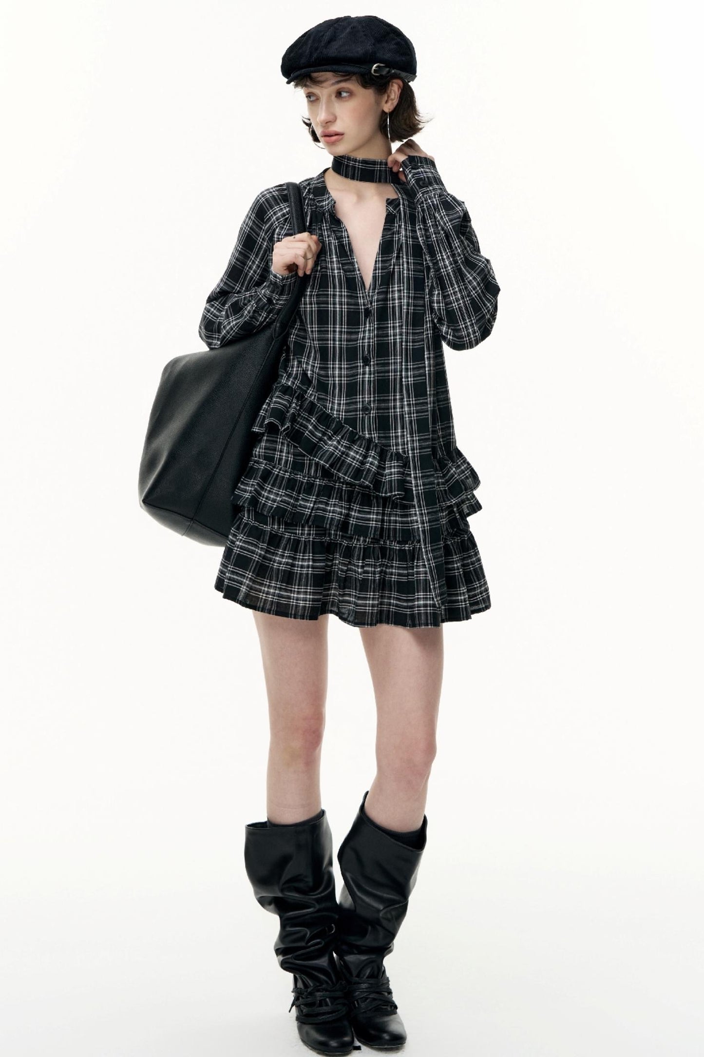Salt Tea Plaid Shirt Dress