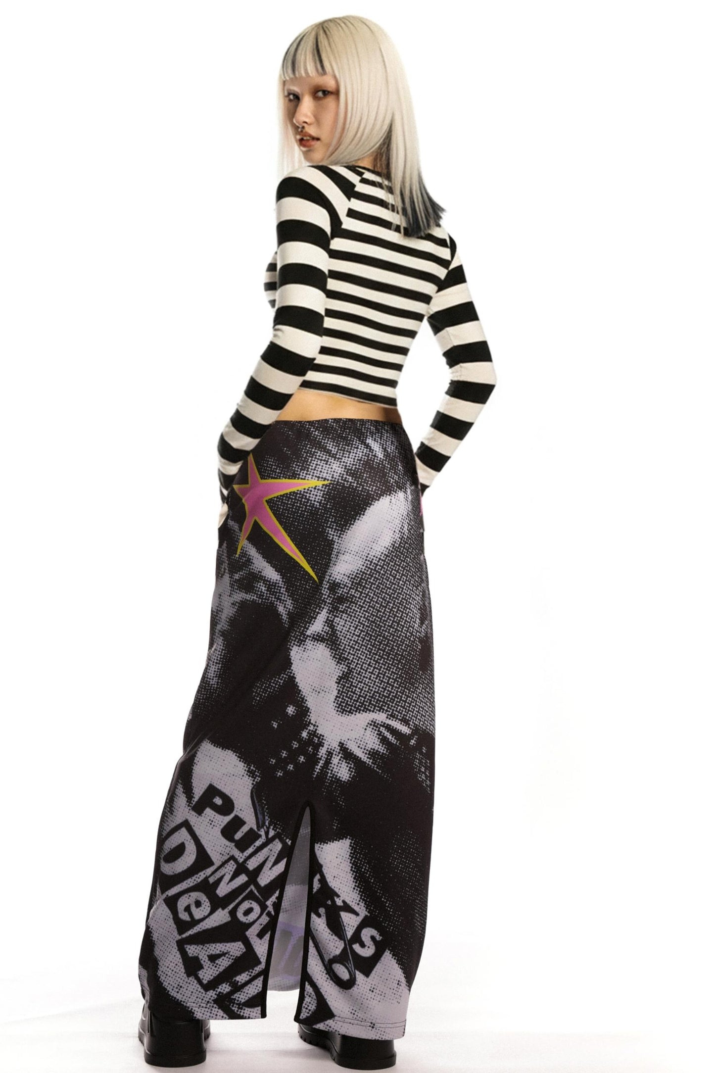 Punk Retro Printed Sweatshirt Skirt