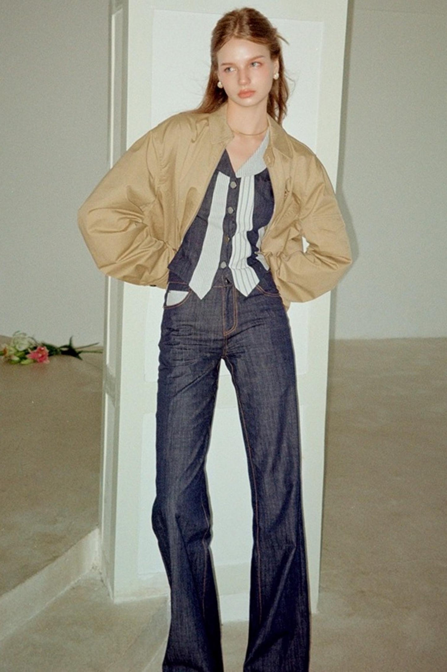 Washed Denim Pants Set-Up