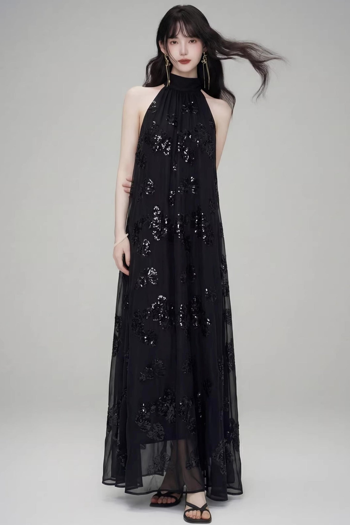 Gilt Shadow Halter Dress