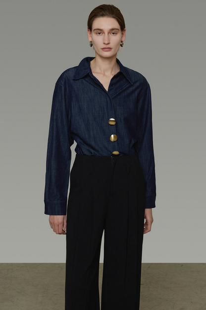 Vintage Denim Button Blouse